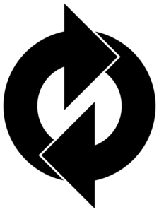 Two arrows curving into each other